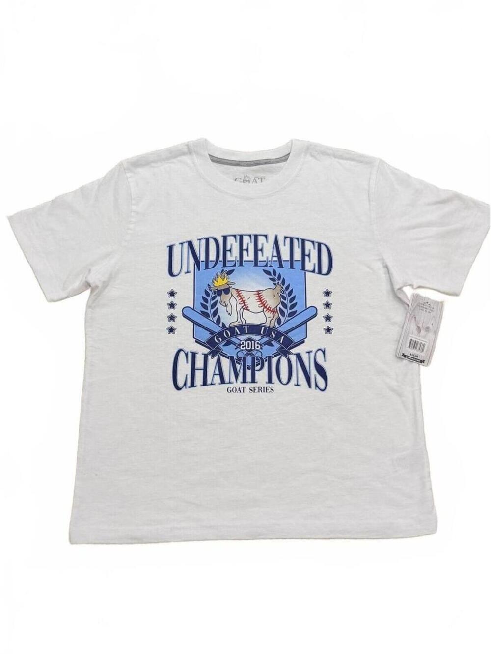NWT! GOAT USA Undefeated Champions Baseball T-Shirt White Youth Large L 10/12